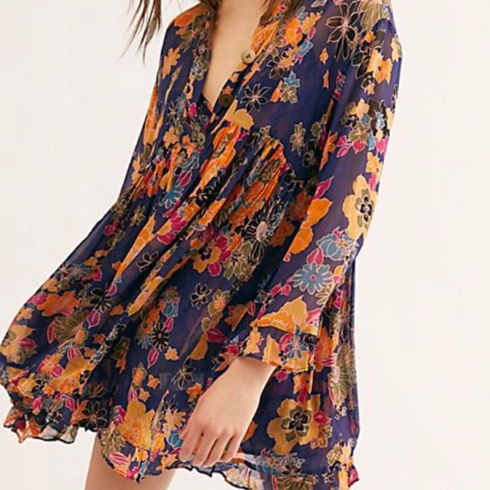 Sheer chiffon floral dress